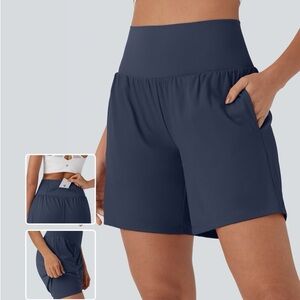 Women's High-Waisted Navy Shorts